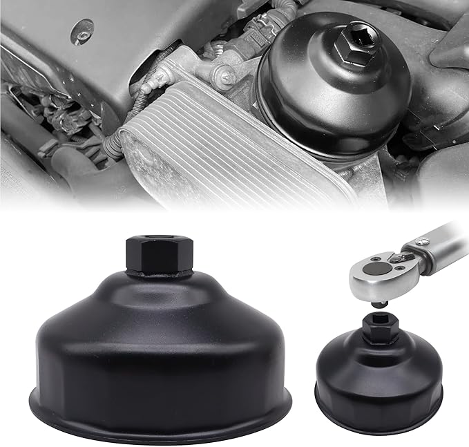 86.4mm 16 Flutes Oil Filter Wrench Compatible with BMW with 86mm Cartridge Style Filter Housing Caps, Oil Filter Housing Cap Removal Tool To Change Oil, Oil Filter Socket Wrench Kit
