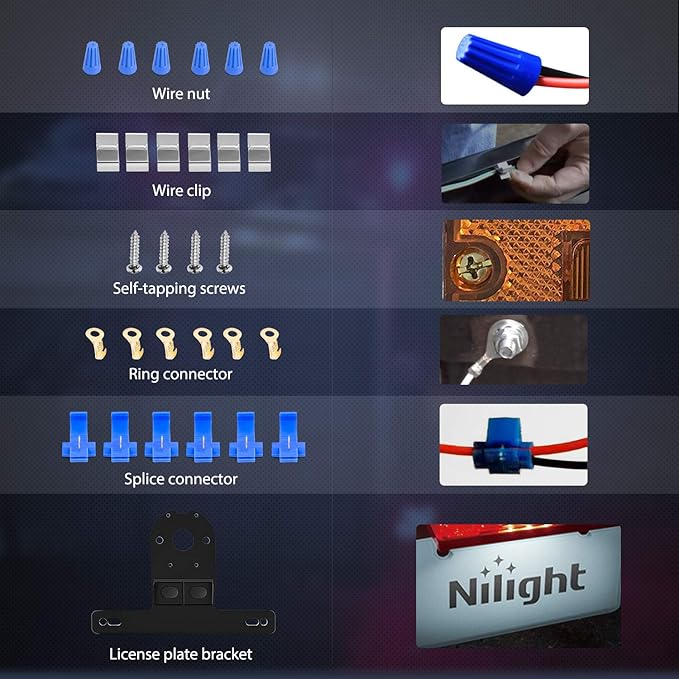 Nilight 2PCS Square LED Trailer Light Kit Low Profile Submersible IP68 Stop Turn Tail Side Marker License Lamps for 12V Utility Boat Camper RV Trucks Marine Snowmobile