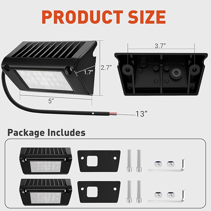LED RV Exterior Porch Utility Light Waterproof 10-30V DC Low Current 5" Lighting Fixture 45W 2000LM Aluminum Base led Scene Lighting for RV, Trailer, Camper-2 Pack (6000K Nature White)