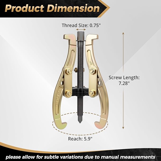 10 Inch 3 Jaw Puller for Pulley Gear Bearing Flywheel Removal, 2 Jaw / 3 Jaw Puller with Reversible Jaws, Repair and Maintenance Tool for Automotive/Mechanical