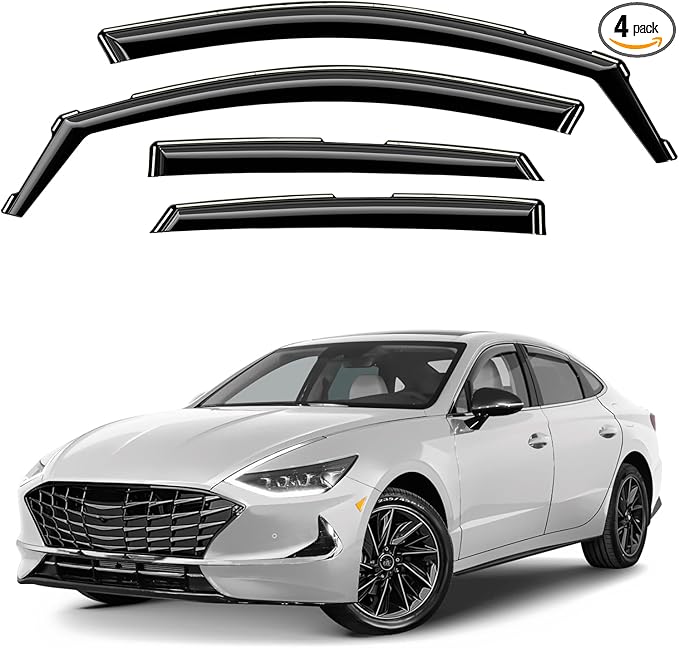Window Deflectors Smoke Tinted in-Channel Side Window Vent Visor Deflectors Rain Guards Compatible with Hyundai Sonata 2020-2026 - 4 pcs. GW0943
