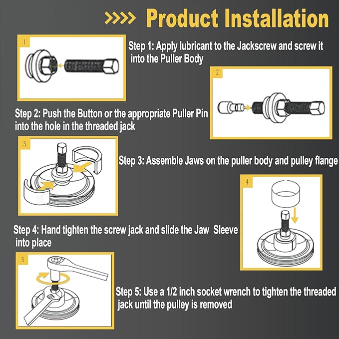 14PCS Power Steering and Alternator Pulley Tool Kit, Replace Vehicle Steering Pump and Car Repair Tools, Essential Car Repair Tools for Mechanics with Storage Case