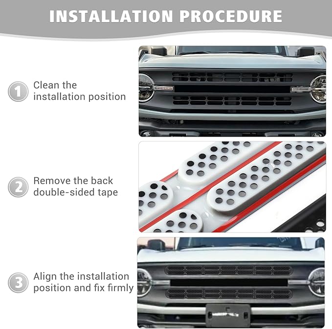 Jimen for Bronco Grille Inserts, 6 Pack Front Mesh Grill Cover Guard Exterior Trim Accessories Compatible with Ford Bronco 2021-2024 (Matte Black)