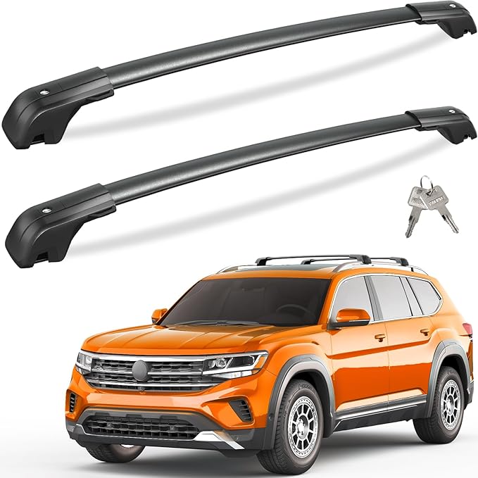Tuyoung 330lbs All Aluminum Roof Rack Cross Bars Compatible with Volkswagen VW Atlas 2017-2026 with Raised Side Rails(Not for Atlas Cross Sport), Lockble Heavy Duty Roof Rails Crossbars Luggage