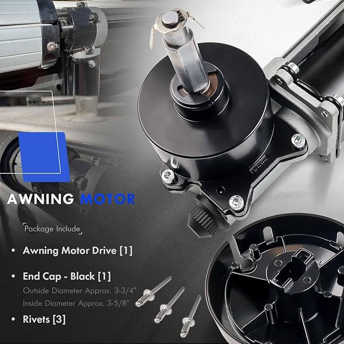 3317084.000U RV Awning Motor Drive Repair Kit Assembly Fit for Dometic 9200 Series Power Awnings, Replace# 3316605.001, 3316605.017, Black