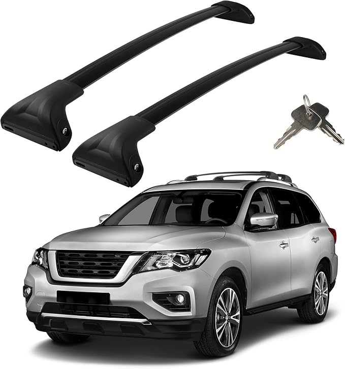 Roof Rack Cross Bars Compatible with Nissan Pathfinder 2013-2021, Adjustable Aluminum Heavy Duty 300 LBS Anti-Theft Lock Cargo Carrier Rooftop Crossbar Accessories for Bike, Basket, Snowboard, Luggage
