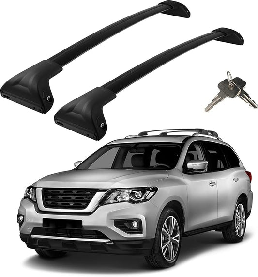 Roof Rack Cross Bars Compatible with Nissan Pathfinder 2013-2021, Adjustable Aluminum Heavy Duty 300 LBS Anti-Theft Lock Cargo Carrier Rooftop Crossbar Accessories for Bike, Basket, Snowboard, Luggage
