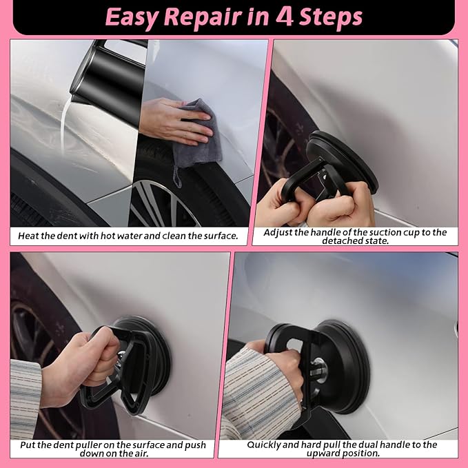 Car Dent Puller, 8 Packs Dent Remover Tool for Car Dent Repair, Versatile Suction Cups Puller with Strong Suction & Effortless Handle for Auto Body, Glass, Fridge, Tile Lifting & Objects Moving