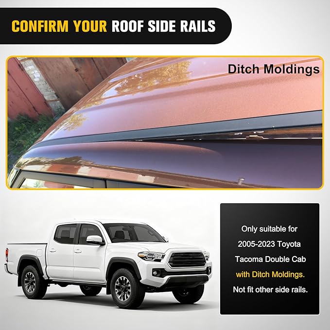 Nilight Roof Rack Cross Bars Fit for Toyota Tacoma Double Cab 2005 06 07 08 09 10 11 12 13 14 15 16 17 18 19 20 21 2022 2023 Aluminum Car Crossbars for Cargo Carrier Luggage Bike Kayak Tent Snowboard