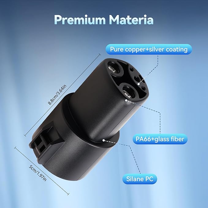 J1772 to Tesla Charger Adapter,Converter Up to 80Amp 240V AC,Silver-Plated Efficient Charging Design,Mobile EV Charging Adapter Compatible with Tesla Model S/3/X/Y[Only for Tesla Car]