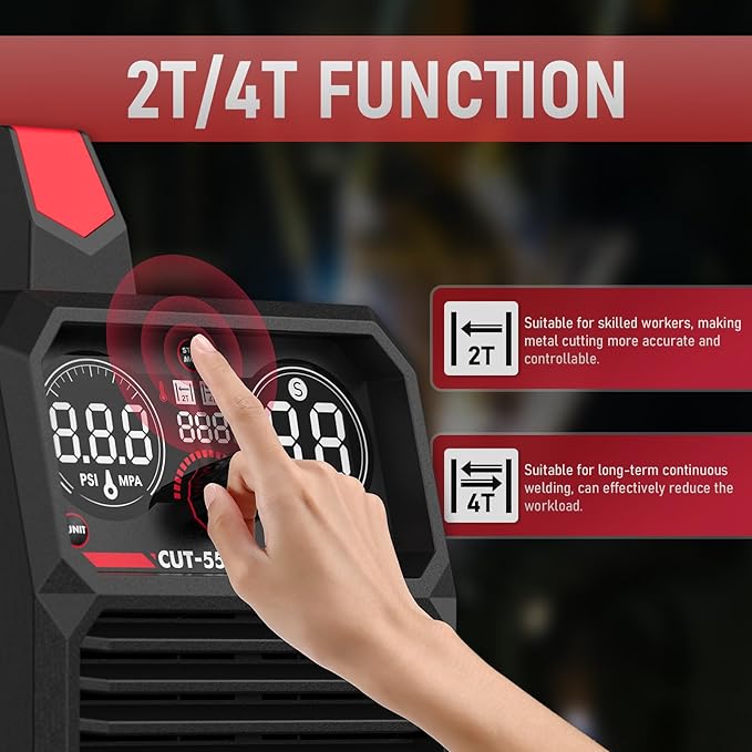 YESWELDER 55 Amp Plasma Cutter Non-High Frequency, Large LED Digital Display Non-Touch Pilot Arc, Digital DC Inverter 110/220V Dual Voltage Plasma Cutting Machine CUT-55DS PRO NEW