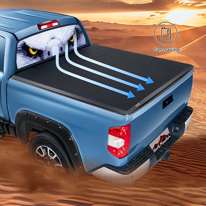 North Mountain 5.7ft Soft Roll Up Truck Tonneau Cover fits 2019-2025 Dodge Ram 1500 New Body 5.7ft Fleet/Styleside Bed(67.4"), not fit Classic Body Style, Rambox & Multi-Function Tailgate