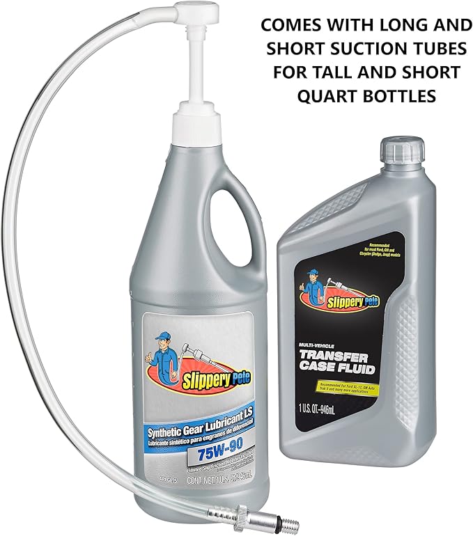 Slippery Pete - Lower Unit Gear Oil Pump for Standard Quart Bottles, Includes 3/8 inch Metal Swivel, 8mm and 10mm Adapters Fit Most Marine Boat Outboard Motors (NOT COMPATIBLE WITH VOLVO PENTA)