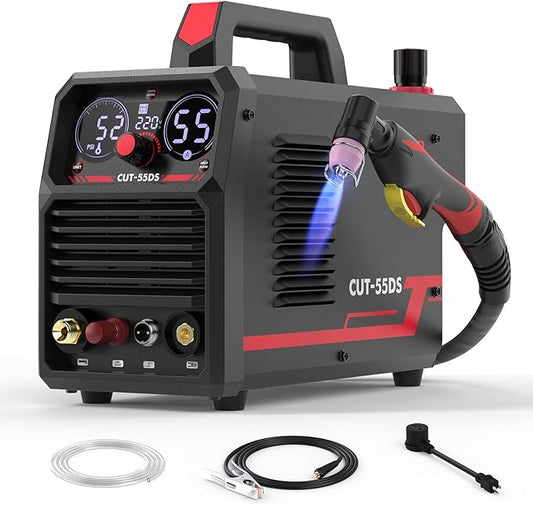 YESWELDER CUT-55DS Plasma Cutter, 55Amp Non-Touch Pilot Arc Air Power, Large Digital Display 110/220V Dual Voltage IGBT Inverter Plasma Cutting Machine with ETL Approved