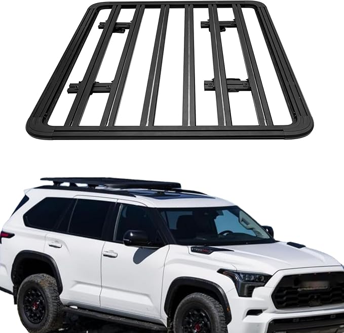 Roof Rack Cargo Basket for Toyota Sequoia 2023 2024 2025 2026 Roof Basket Aluminum Black