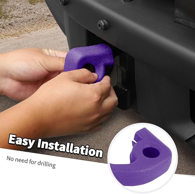 Jimen Fit for Ford Bronco 2021-2024, 2PCS Front Bumper Tow Hook Covers Protector Exterior Accessories (Purple)