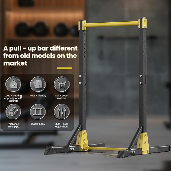 Power Tower Pull Up Bar Station, Height Adjustable Portable Pull Up Station, Free Standing Pull Up Rack Dip Station for Home Gym, Pull Up Tower Station 400LBS with 11 Gears Adjustment