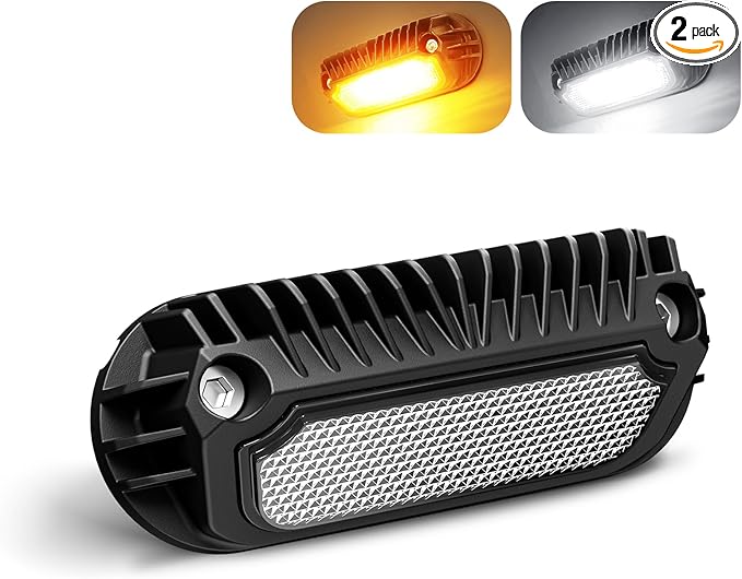 SUPAREE LED RV Porch Light, White Amber 12 Volt Exterior Light, 800 Lumen Black Lighting Fixture Kit Replacement for RVs Trailers Campers (2 Pieces)