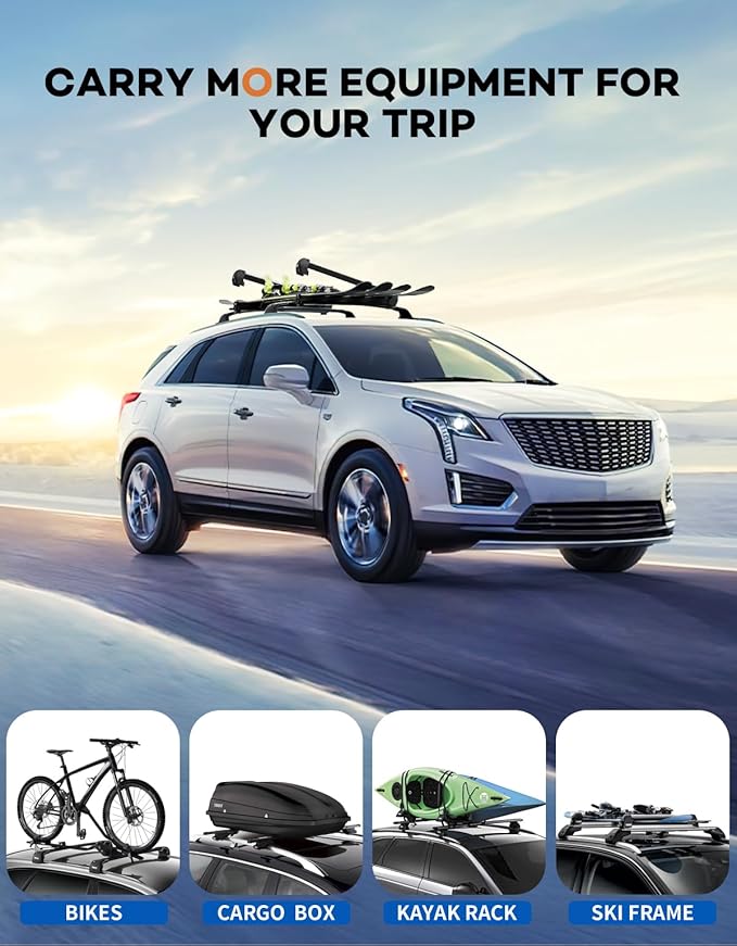 Roof Rack Cross Bars Compatible with Cadillac XT5 2017-2026, Heavy Duty All-Metal Aluminum Roof Rails Crossbars Cargo Canoe Black Rooftop Cargo Carrier Luggage Bike Snowboard.