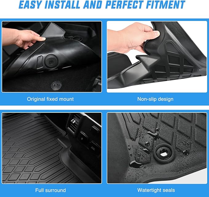 Nilight TPE Floor Mats for Ford F-150 F150 Lightning SuperCrew Cab Bucket Seats 2015 2016 2017 2018 2019 2020 2021 2022 2023 2024 2025 All Weather Custom Fit Heavy Duty Floor Liners