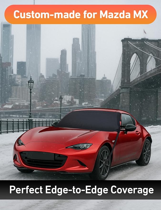 EcoNour Car Snow Cover Compatible for Mazda MX-5 | Windshield Cover for Ice and Snow with S-Hook Straps | Heavy-Duty 600D Oxford Winter Car Cover, Waterproof & Anti-Slip