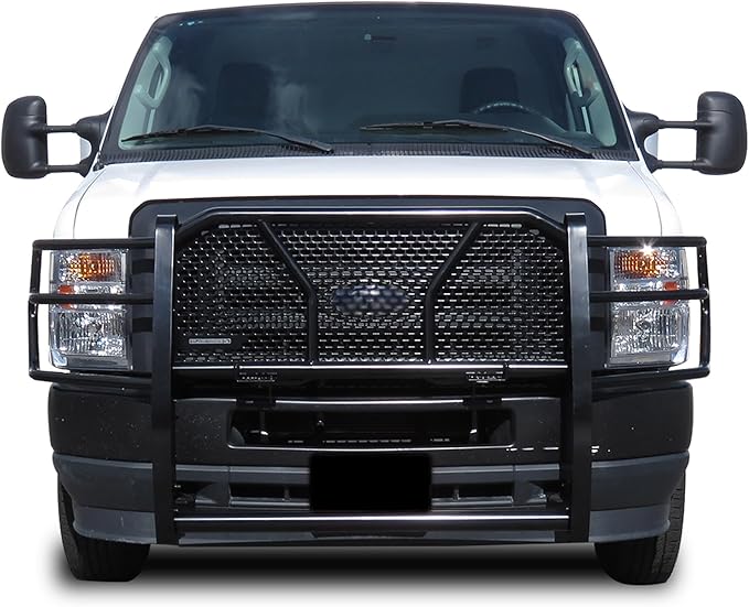 Black Horse Rugged Heavy Duty Grille Guard Modular Black Compatible with 2015-2025 Ford E-350/2015-2025 Ford E-450 -RU-FO350-B