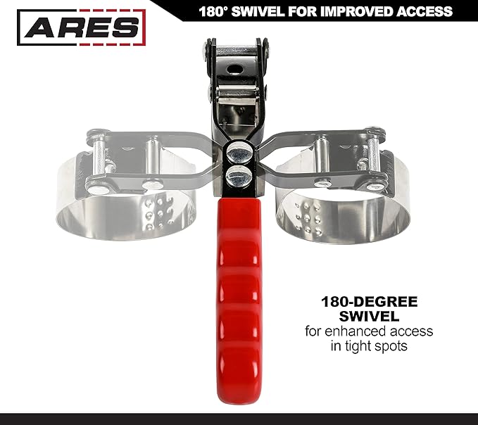ARES 56065-4-Piece Swivel Oil Filter Wrench Set with Storage Pouch - Wrenches Cover 2 3/4-Inch to 5 1/4-Inch (70mm to 133mm) Diameter Filters - 180-Degree Swivel - Automatically Tightens on Filter