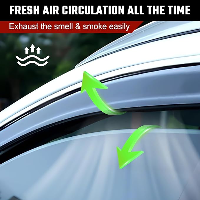 in-Channel Rain Guards Fit for Volkswagen Tiguan 2018-2025 Black Extra Durable Shatterproof Side Window Deflectors, Window Visors, Wind Deflectors - 4 PCS