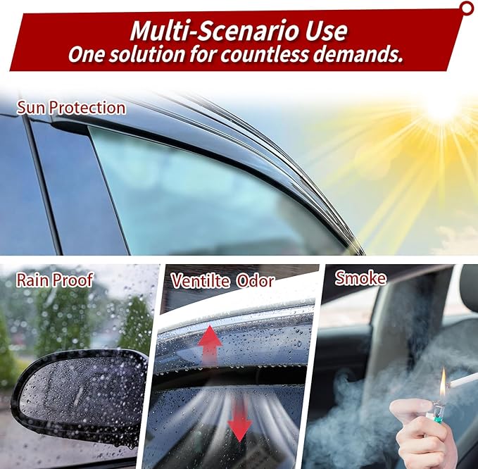 Window Visors Rain Guards for Chevy Equinox 2008-2009, Pontiac Torrent 2006-2009, Premium Acrylic, 4-Piece Set