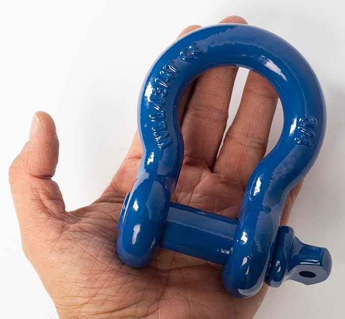 Hi-Gear Pack of 2 Blue Bow Shackles 3/4" D Ring Shackle Rugged Unbreakable 28.5 Ton (57,000 Lbs) Maximum Break Strength with 7/8'' Pin Bow Screw Heavy Duty D Ring for 4x4 Vehicle Recovery