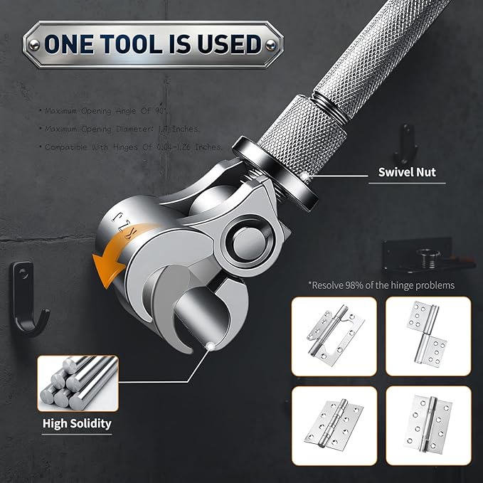 KJZ New-GEN Professional Door Hinge Adjustment Tool - Universal Hinge Adjustment Tool | Fix Sagging Doors in Seconds Stainless Steel Material
