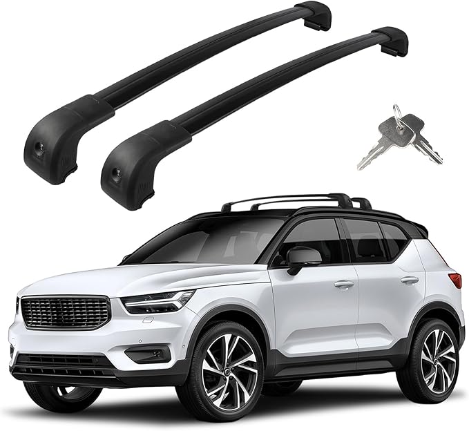 Roof Rack Cross Bars Compatible with Volvo XC-40 XC40 2018-2025, Adjustable Aluminum Heavy Duty 300 LBS Anti-Theft Lock Cargo Carrier Rooftop Crossbar Accessories for Bike, Basket, Snowboard, Luggage