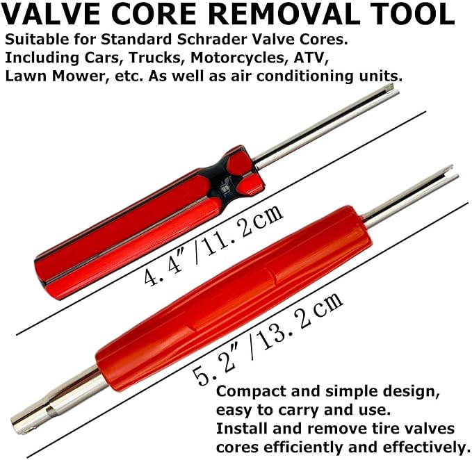 104Pcs Valve Core Removal Tool Set,Premium TPMS Safe, 100Pcs Tire Valve Cores,Nickel Plated Schrader Valve Cores for Cars, SUVs, Bike and Bicycle, Trucks, Motorcycles HVAC Applications Tire Repair
