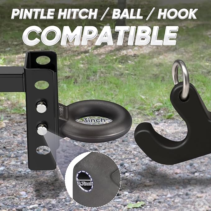 Pintle Hitch Lunette Ring, Forged Steel Pintle Hitch with Lunette, Tow Eye - Trailers and Towing Accessories