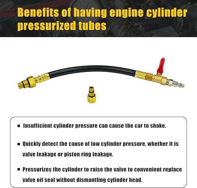 3mirrors Engine Air Valve Holder Pressure Pipe M10 M12 M14 M18 Thread to 1/4 NPT w/Ball Valve, Cylinder Leakage Testing Tool for Most LS Engine Compatible with Mustang Ford GM