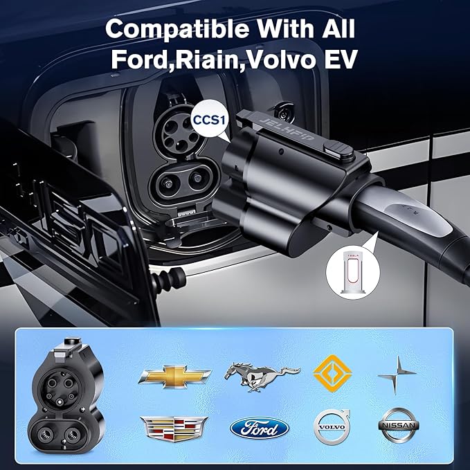 Tesla to CCS Adapter NACS DC Adapter Max 250KW 500A 1000V Fast Charge Electric Vehicle NACS to CCS Charging Adapter Fit for All Ford,Rivians,Polestar EVs