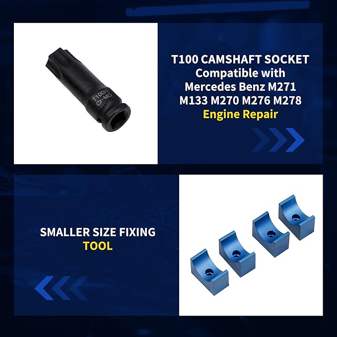 Engine Timing Tool Kit Compatible with Mercedes Benz M133 M270 M274, 15PCS Camshaft Locking Alignment Timing Tools Set with Carrying Case & Gloves