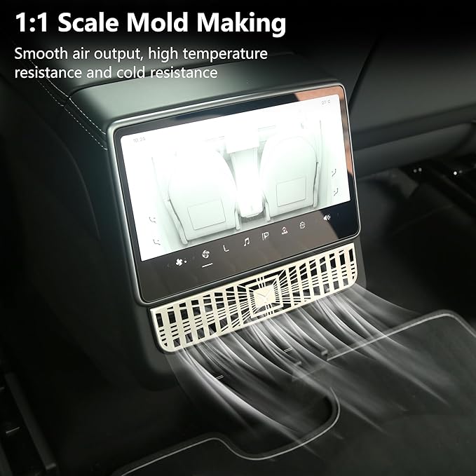 Air Vents Cover for Tesla Model Y Juniper 2026 2025 Model 3 Highland Rear AC Vent Seat Center Console Trim Cover Cap Backseat Air Conditioner Outlet Vent Grille Protector