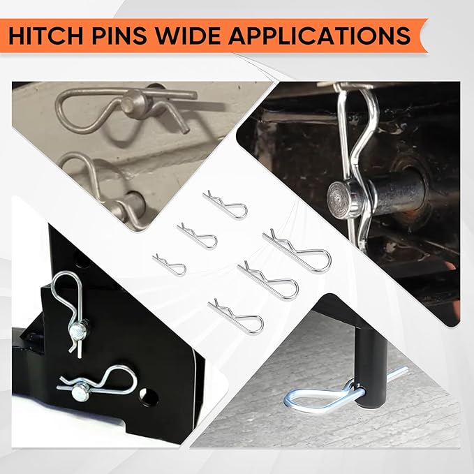 80Pcs Hitch Pin,6 Sizes Hardware Cotter Pins Clip Assortment Kit - 304 Stainless Steel R Hairpin Cotter Fastener Clip Suitable for Truck and Engine Maintenance, Hanging Needle Lock System