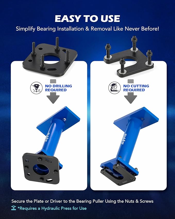 Orion Motor Tech Rear Axle Bearing Puller and Installer, Wheel Bearing Removal Tool Compatible with 1995-1998 T100 1995-2004 Tacoma 1995-2020 4Runner 2000-2006 Tundra and 2004-2012 Hilux Pick-up