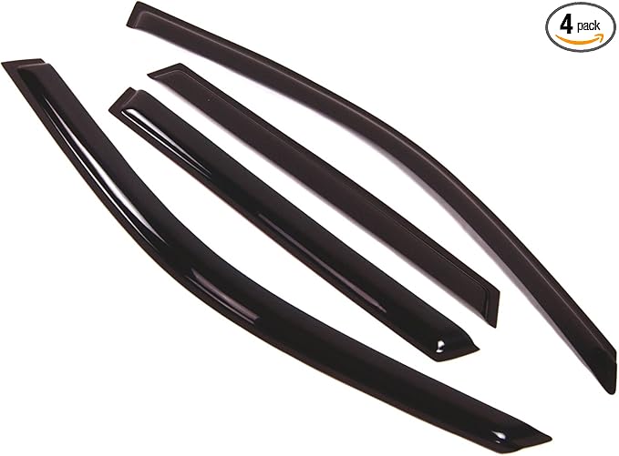 TuningPros Outside Mount Window Vent Visors Rain Guards Compatible with BMW X5 2000-2006 | Side Window Wind Deflectors Rain Shields | Smoke Tinted, 4 Pcs Set, DGWV-007