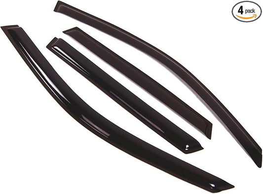 TuningPros Outside Mount Window Vent Visors Rain Guards Compatible with BMW X5 2000-2006 | Side Window Wind Deflectors Rain Shields | Smoke Tinted, 4 Pcs Set, DGWV-007
