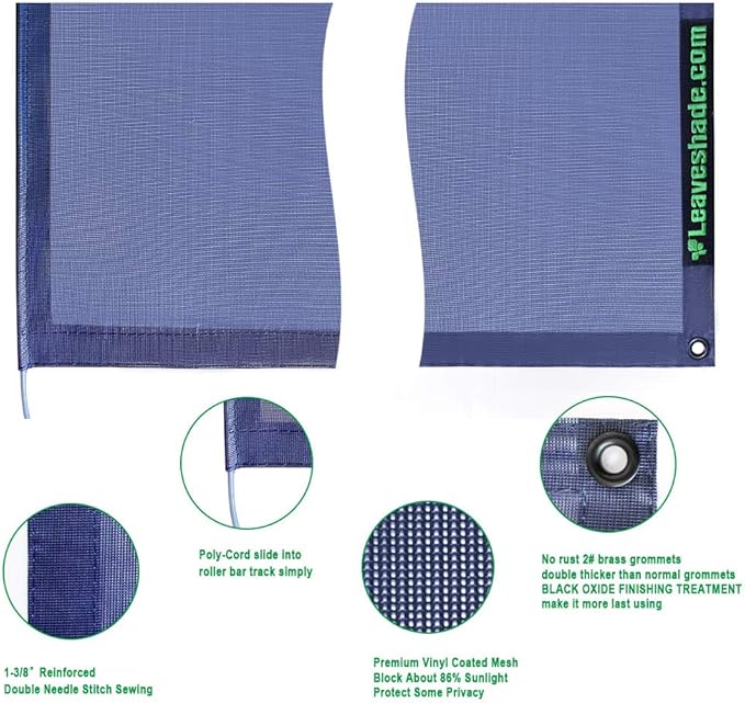 Tentproinc RV Awning Sunshade Screen 8' X 20' 3'' (Fit for 21' Awning) Mesh Sun Shade for RV Awning Sunscreen Block UV Glare Motorhome Camping Trailer Awning Shadescreen - 3 Year Warranty (Navy Blue)