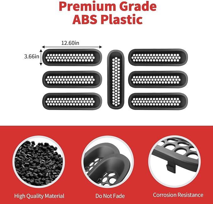 Mesh Grill Insert Grille Inserts Cover Fit for 2007-2018 Jeep Wrangler JK JKU(Matte Black)