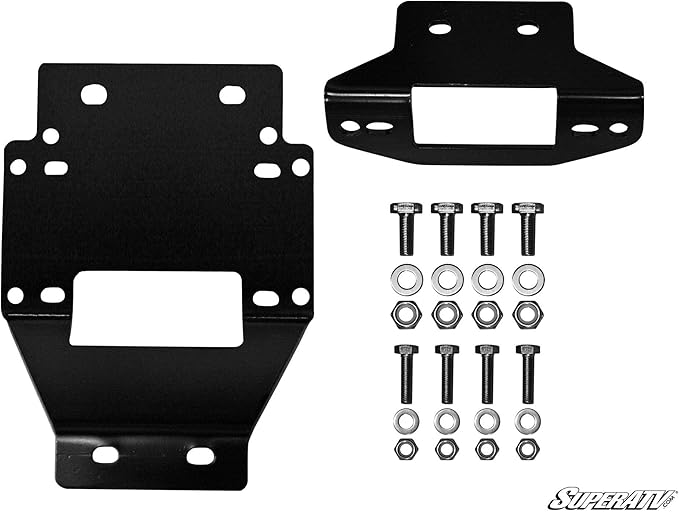 SuperATV 4500 lb Black Ops Winch with Heavy Duty Winch Mounting Plate for 2011-2014 Polaris RZR XP 900 / RZR XP 4 900 | Complete Winch Kit Combo Ready For Install