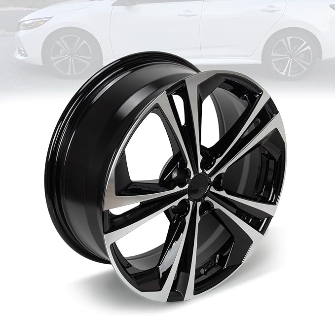 New 18"x7.5'' Aluminum Alloy Replacement for OE Wheel Rim Compatible with Nissan-Sentra SR 2020-2022, Machined Black Alloy, PCD 5x114.3
