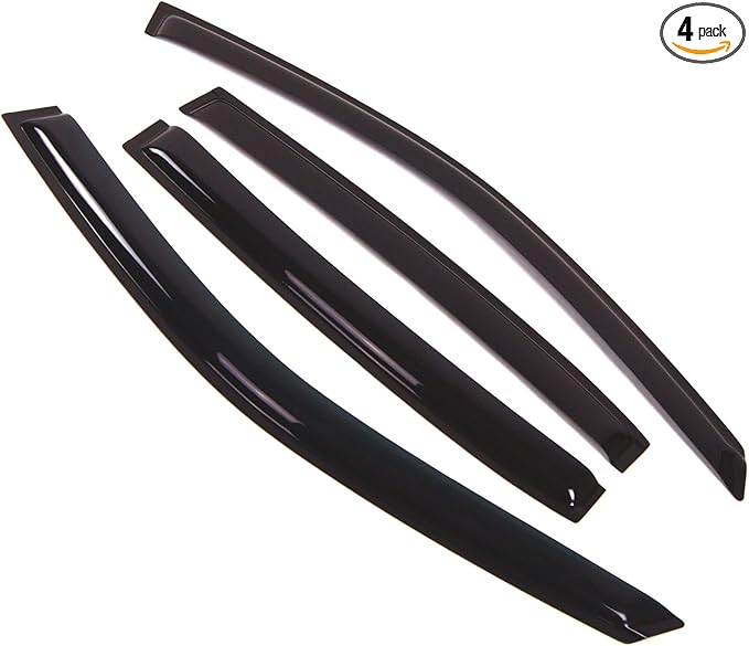 TuningPros Outside Mount Window Vent Visors Rain Guards Compatible with Chevrolet Malibu 2004-2007 | Side Window Wind Deflectors Rain Shields | Smoke Tinted, 4 Pcs Set, DGWV-075