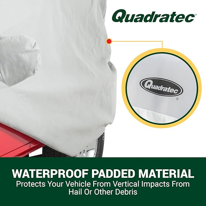Quadratec Hail Guard 5-Layer Car Cover - Fits Jeep Wrangler JK & JL 2007-2023 - Jeep Cover Jeep Wrangler Cover Jeep Wrangler Rain Cover Jeep Rain Cover - Includes Storage Bag - Quick-Dry Fabric