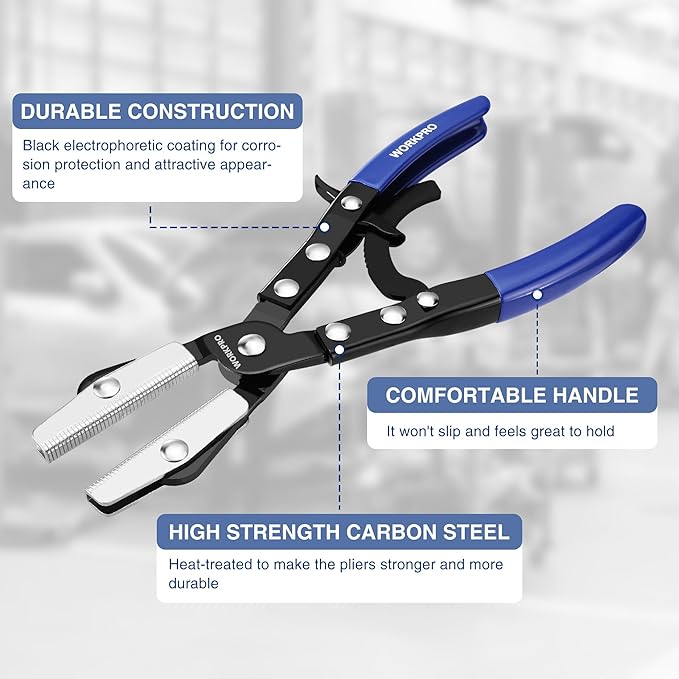 WORKPRO 10" Ratcheting Hose Pinch Off Pliers, Locking Hose Pinch Pliers for Automotive Hose Lines, Radiator Lines, Fuel Lines, Coolant Lines