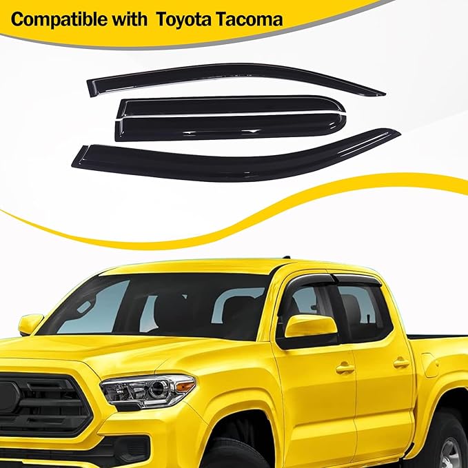 LLKUANG Side Window Visor Deflector Compatible with Toyota Tacoma 2024 2025,Rain Guards Guard Visor for Car Windows,Weather Shield Deflector Door Visor,4pc Window Shades (Black)